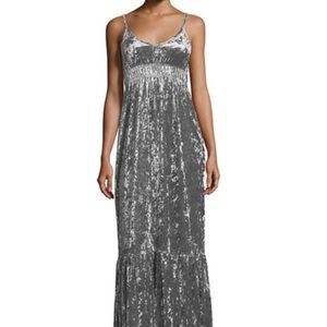 Romeo & Juliet Couture Silver Velvet Maxi Dress